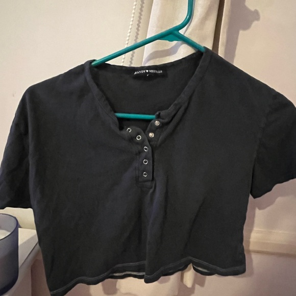 navy blue brandy button click up t-shirt top🤍 - Picture 2 of 2